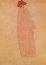 Egon Schiele  - Peintures - Femme debout dans un long manteau