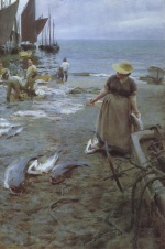 Anders Zorn  - Peintures - Marché aux poissons à Saint-Ives