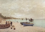 claude monet  - paintings - Der Strand von Sainte Adresse bei truebem Wetter
