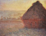 Claude Monet  - Peintures - Meules de paille au coucher du soleil