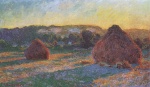 Claude Monet  - Peintures - Meules de paille en automne au coucher du soleil