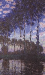 Claude Monet  - Peintures - Peupliers au coucher du soleil