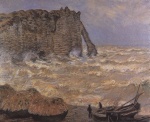 Claude Monet  - Peintures - Mer agitée à Etretat