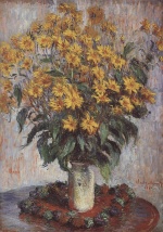 Claude Monet  - Peintures - Vase avec fleurs de topinambour