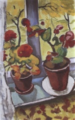 August Macke  - Peintures - Fleurs à la fenêtre