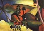 August Macke  - Bilder Gemälde - Indianer auf Pferden