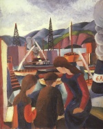 August Macke  - Peintures - Enfants sur le  port
