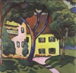 August Macke  - Peintures - Maison Staudacher au lac de Tegern