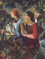 August Macke  - paintings - Zwei Maedchen am Abend