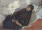 Anna Kristine Ancher - paintings - Alte ruhende Frau (Kirsten Moller)