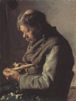 Anna Ancher - Peintures - Vieil homme sculptant un bâton