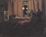Anna Kristine Ancher - paintings - Anna Ancher und Michael Ancher beim betrachten des Tagewerks
