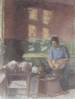 Anna Ancher - paintings - Beim Huehnerrupfen
