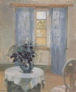 Anna Ancher - paintings - Blaue Klematis im Atelier der Kuenstlerin