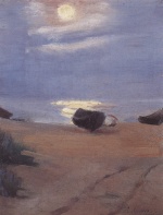 Anna Ancher - Bilder Gemälde - Boote im Mondschein am Südstrand
