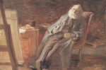 Anna Ancher - Peintures - Le peintre Vilhelm Kyhn fumant une pipe