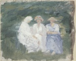 Anna Ancher - Peintures - Trois dames sur un banc dans un parc