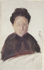 Anna Ancher - paintings - Dunkelgekleidete Dame mit Kopftuch und Schleife