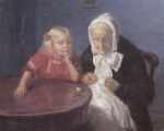 Anna Ancher  - Peintures - Une distraction pour la grand-mère 
