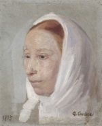Anna Ancher  - Peintures - Jeune femme avec foulard blanc