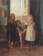 Anna Ancher  - Bilder Gemälde - Kleines Mädchen mit einem Dorsch
