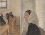 Anna Kristine Ancher  - paintings - Maedchen beim Gottesdienst in der Skagener Kirche