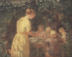 Anna Ancher  - Bilder Gemälde - Mittagessen im Garten