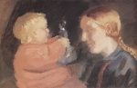 Anna Ancher  - Peintures - Mère et enfant