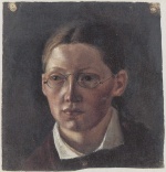 Anna Ancher  - Peintures - Portrait d'une jeune femme avec des lunettes