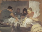 Anna Ancher  - paintings - Rupfen der Weihnachtsgaense