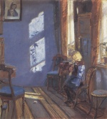 Anna Ancher  - Peintures - Rayon de soleil dans la chambre bleue