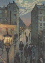 Hans Baluschek - Bilder Gemälde - Großstadtwinkel (Der Dirnenwinkel)