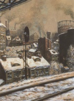 Hans Baluschek  - Bilder Gemälde - Tiefer Schnee am Wintermorgen