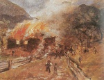 Franz von Defregger - Peintures - Incendie à Reith