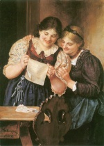 Franz von Defregger - Peintures - La lettre d'amour
