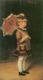 Franz von Defregger  - Peintures - Emma avec parapluie