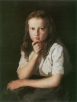 Franz von Defregger  - Bilder Gemälde - Frau des Malers (Anna als 12jähriges Mädchen)