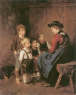 Franz von Defregger  - Peintures - Scène avec enfants