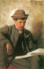 Franz von Defregger  - Peintures - Homme lisant
