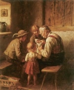 Franz von Defregger  - Bilder Gemälde - Puppenreparatur