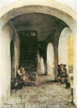 Franz von Defregger  - Bilder Gemälde - Streiter Laube