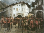 Franz von Defregger  - Bilder Gemälde - Treffen zum Auftstand