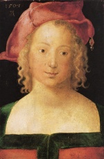 Albrecht Dürer  - Peintures - Portrait d'une jeune fille avec un bonnet rouge