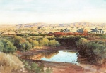 Eugen Bracht - paintings - Das Gebirge Moab von der Jordanfurt aus