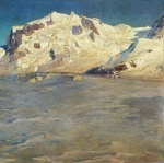 Eugène Bracht  - Peintures - Mont Rosa dans le soleil du soir