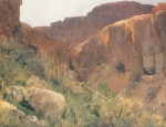 Eugen Bracht  - Peintures - Gorge de Djiddy au bord de la mer Morte