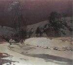 Eugen Bracht  - Peintures - Soirée d'hiver