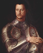 Angelo Bronzino - paintings - Portrait Cosimo I de Medici in Ruestung