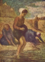Honore Daumier - Peintures - Jeunes filles au bain