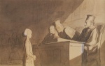 Honoré Daumier - Peintures - La déposition d´une enfant mineure à huis-clos